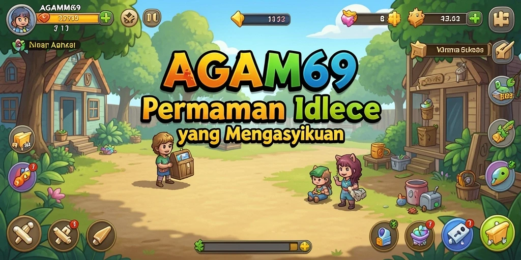 Tampilan gameplay AGAM69 yang menampilkan karakter sedang mengumpulkan sumber daya.