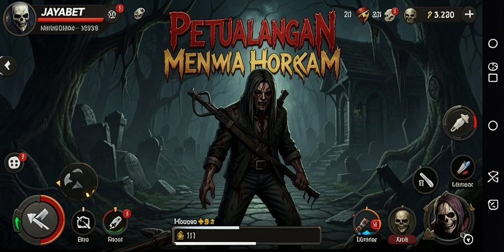 Tangkapan layar gameplay JAYABET menampilkan suasana horror yang menyeramkan.