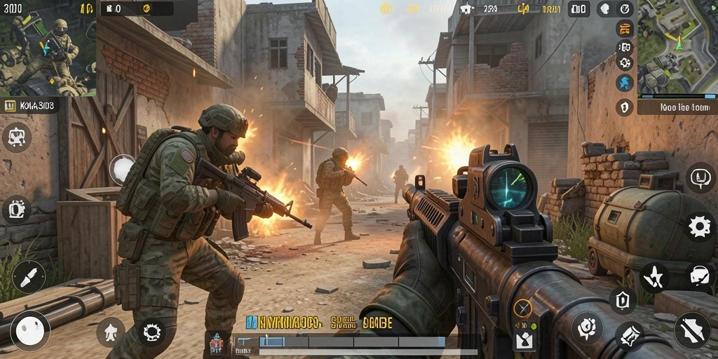 Screenshot KAKA303 menampilkan aksi pertempuran yang intens dalam mode FPS.