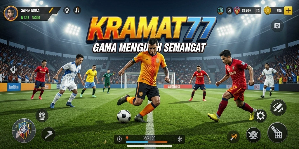 Tampilan gameplay KRAMAT77 yang menegangkan di lapangan sepak bola.