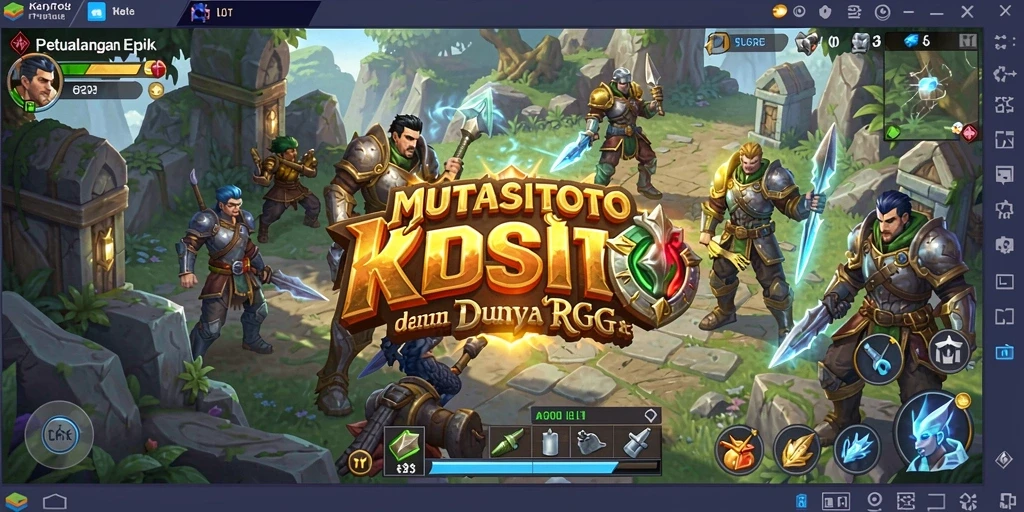 Screenshot gameplay <strong>MUTASITOTO</strong> menampilkan pertarungan epik dan dunia yang luas.