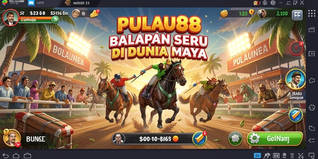 Tampilan gameplay seru dari PULAU88 dengan mobil balap di lintasan.