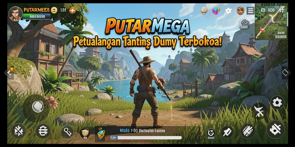 Gameplay PUTARMEGA dalam dunia terbuka yang luas dan kaya.