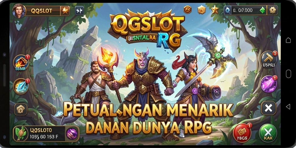Screenshot gameplay <strong>QQSLOT</strong> yang menunjukkan pertarungan seru dan eksplorasi dunia.
