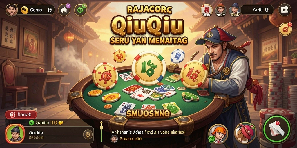 Screenshot gameplay RAJACORC menampilkan aksi seru permainan QiuQiu.
